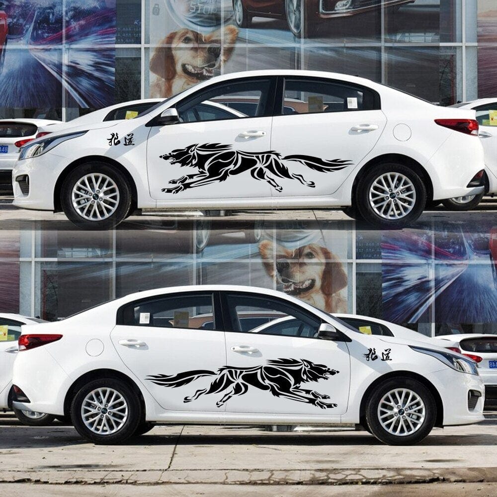 Autocollant Voiture Loup Tresor Otaku
