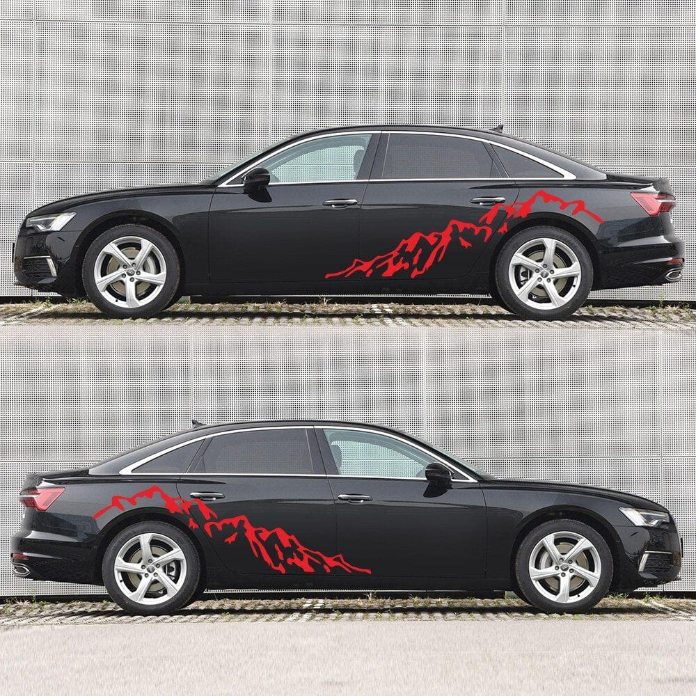 Autocollant Voiture Montagne Rouge Tresor Otaku