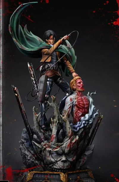 Figurine Attaque des Titans en Resine Livai vs Sieg Tresor Otaku