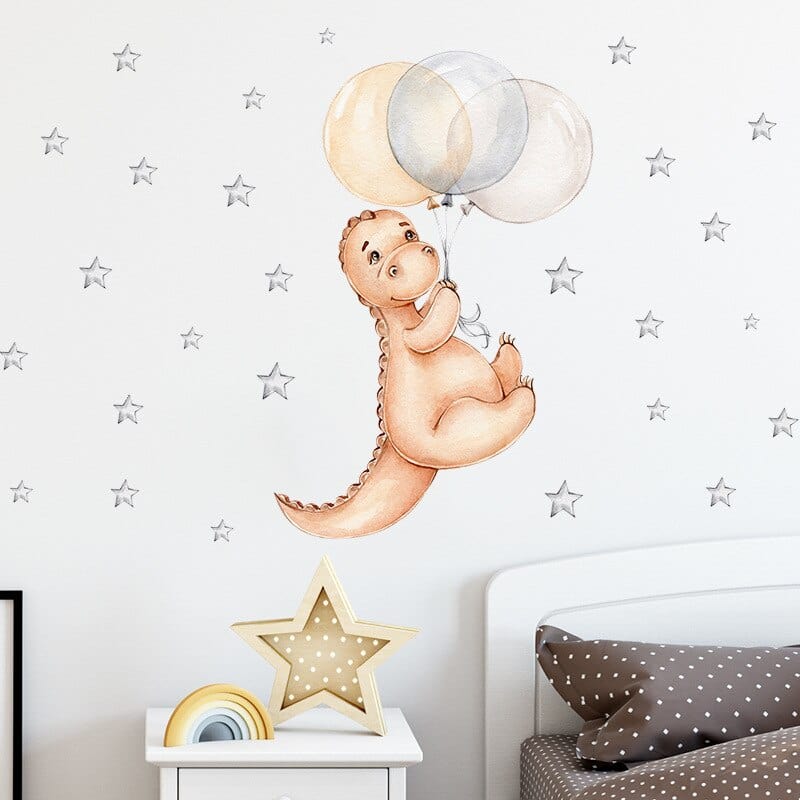 Sticker Chambre Bébé Fille Dinosaure Tresor Otaku
