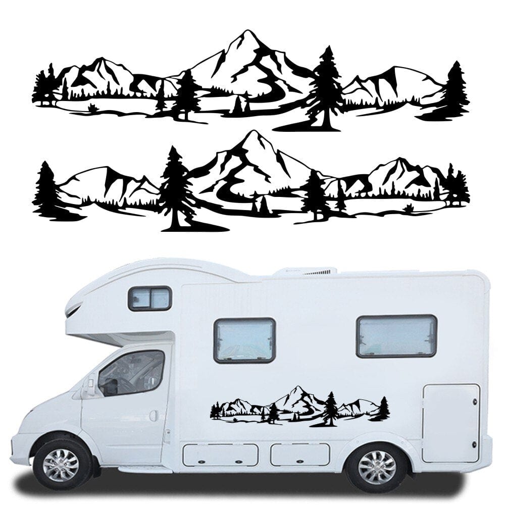 Stickers Camping Car Montagne Noir Tresor Otaku