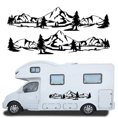 Stickers Camping Car Montagne Noir Tresor Otaku