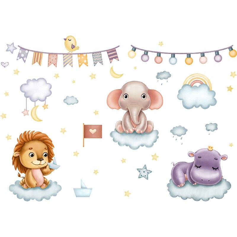 Stickers Chambre Bébé<br>Animaux Cartoon Tresor Otaku