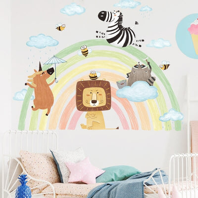 Stickers Chambre Bébé <br>Animaux et Arc en Ciel Tresor Otaku