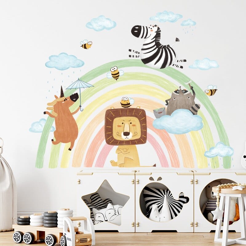 Stickers Chambre Bébé <br>Animaux et Arc en Ciel Tresor Otaku