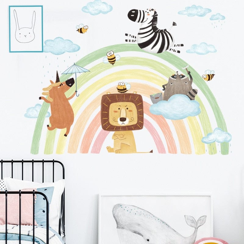 Stickers Chambre Bébé <br>Animaux et Arc en Ciel Tresor Otaku