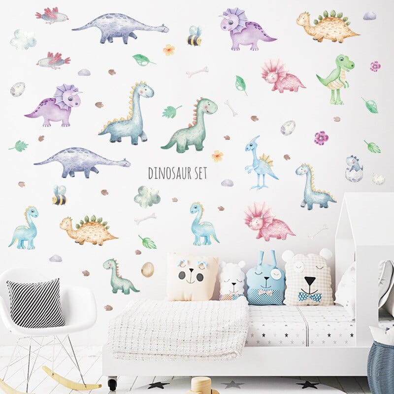 Stickers Chambre Bébé Dinosaure Cartoon Tresor Otaku