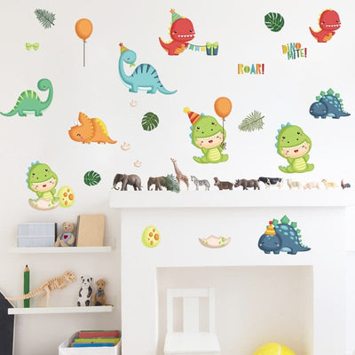 Stickers Chambre Bébé Dinosaures Mignons Tresor Otaku