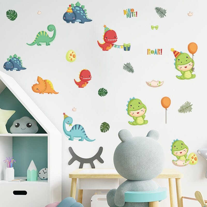 Stickers Chambre Bébé Dinosaures Mignons Tresor Otaku