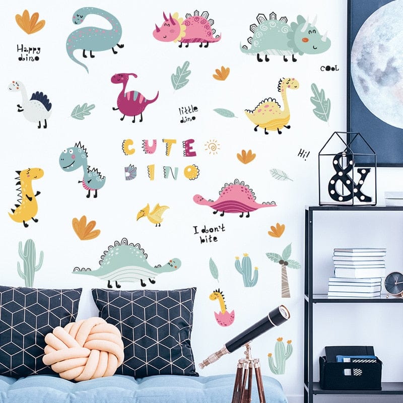 Stickers Chambre Garçon Alphabet et Dinosaures Tresor Otaku