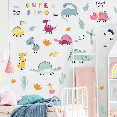 Stickers Chambre Garçon Alphabet et Dinosaures Tresor Otaku