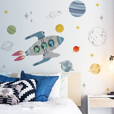 Stickers Chambre Garçon <br>Fusée Spatiale Tresor Otaku