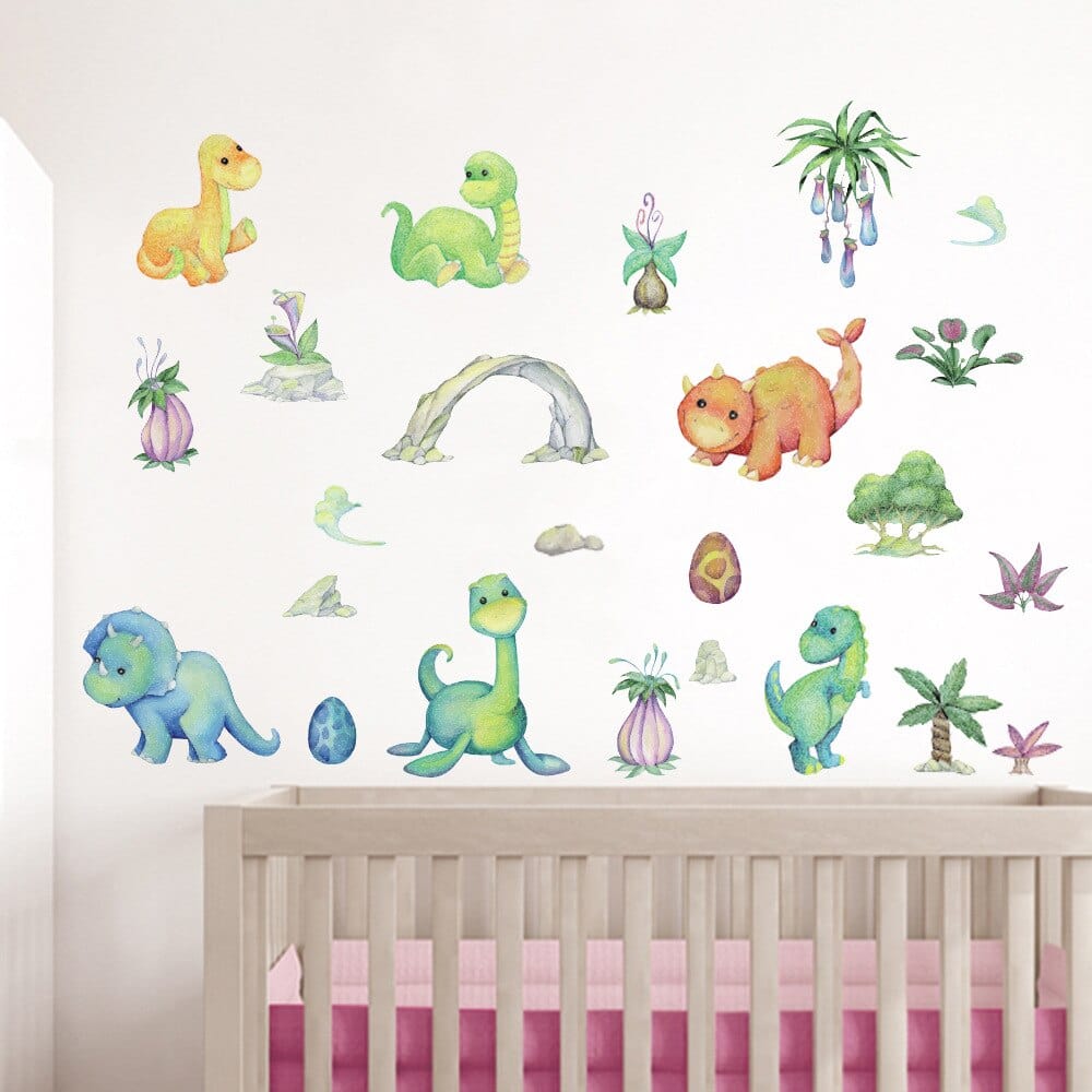 Stickers Muraux Chambre Bébé Dinosaures Tresor Otaku