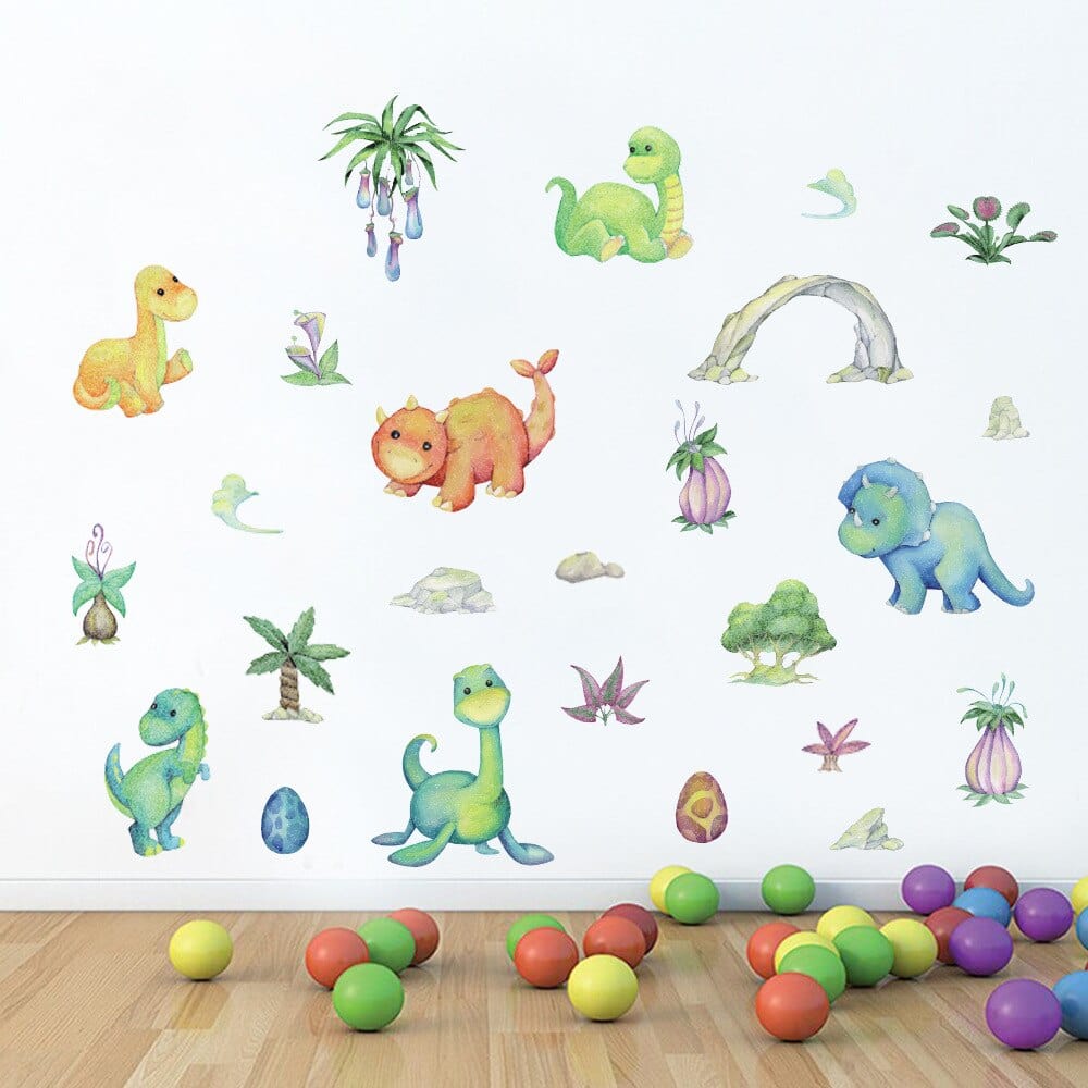 Stickers Muraux Chambre Bébé Dinosaures Tresor Otaku