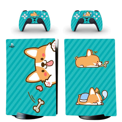 Stickers PS5 Digital<br> Corgi Vert Stickers PS5 Digital Tresor Otaku