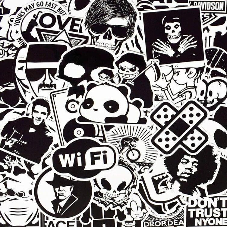 Stickers Skateboard Noir et Blanc (120 stickers) Stickers Skate Tresor Otaku