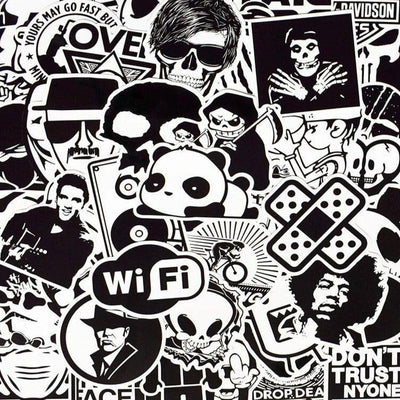 Stickers Skateboard Noir et Blanc (120 stickers) Stickers Skate Tresor Otaku
