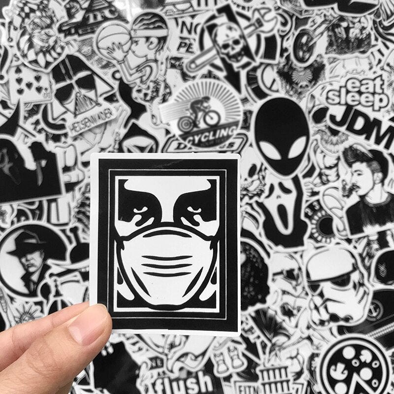 Stickers Skateboard Noir et Blanc (120 stickers) Stickers Skate Tresor Otaku