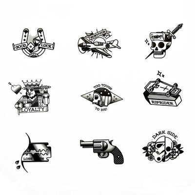 Stickers Tattoo Vintage Noir et Blanc (50 pcs) Tresor Otaku