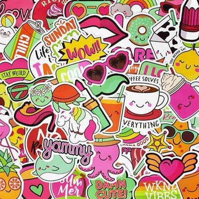 Stickers VSCO <br> Vert et Rose (50pcs) Stickers VSCO Tresor Otaku
